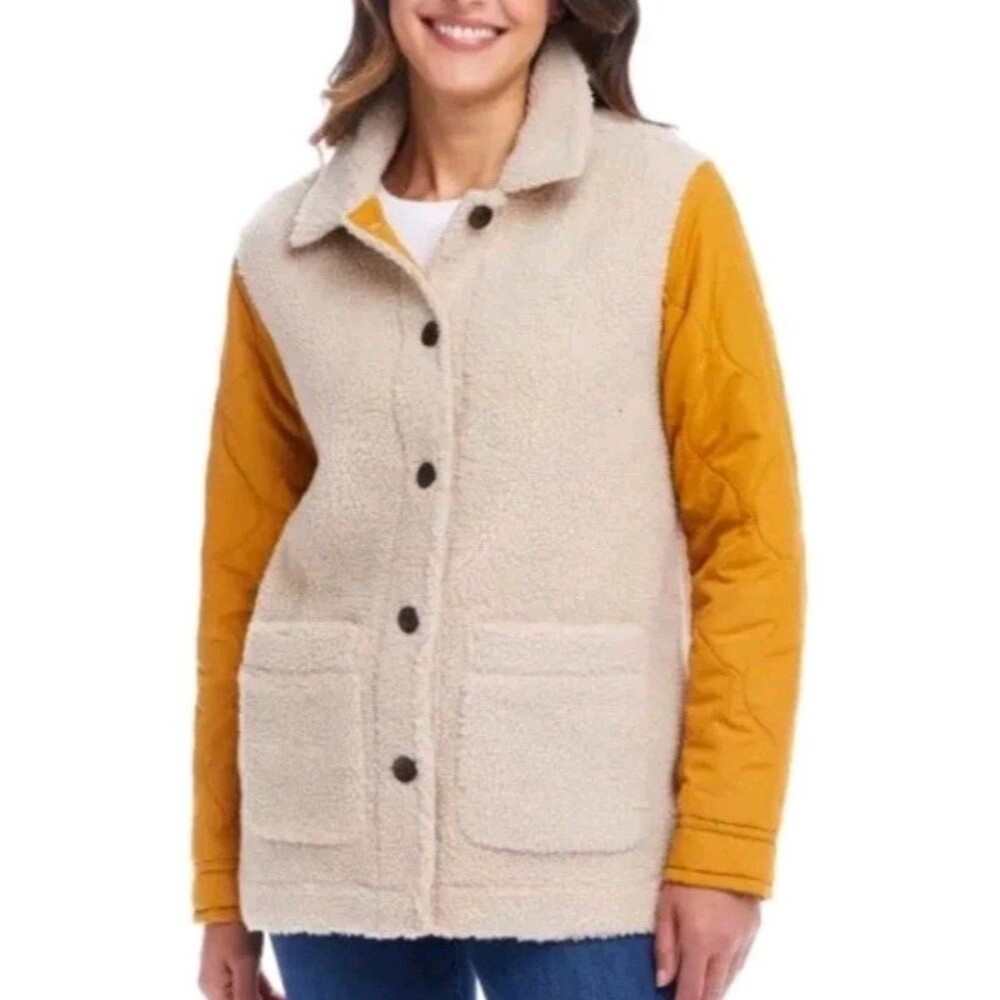 Weatherproof Vintage Ladies' Quilted Mixed‎ Media Jacket / Yellow / Small / New